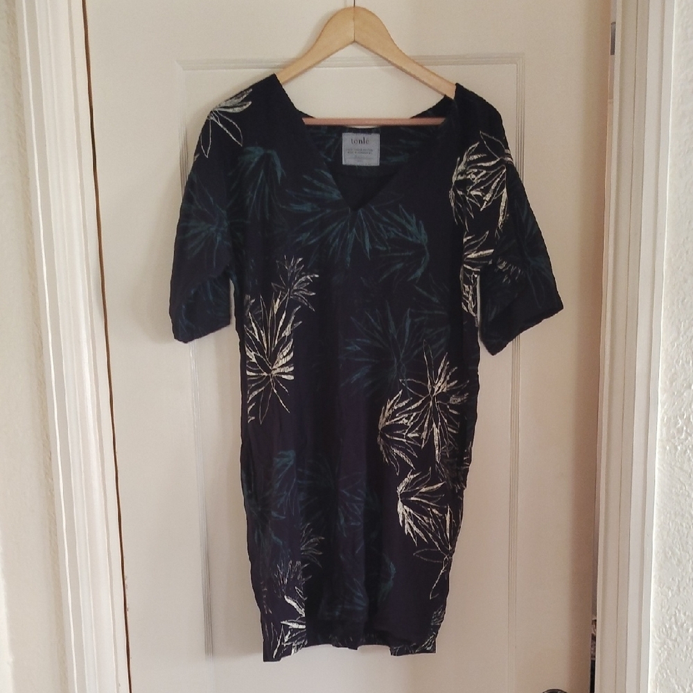 Tonle Blue Tunic/Dress with Agave Print and Pockets